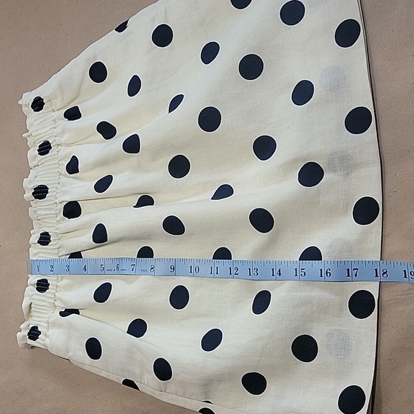J. Crew, Size 0 Elastic Waistband Ivory/Cream w/ Black Polka Dot Mini Skirt, EUC - Picture 5 of 9